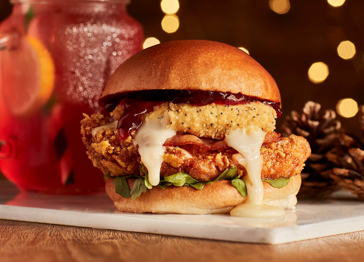 Christmas fried chicken burger